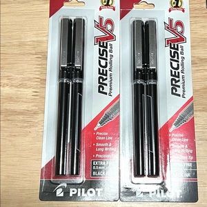 8 Pilot Precise V5 RT Rollerball Pens, Extra Fine Point, 0.5mm, Black Ink office